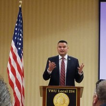 Pennsylvania State Representative and Veteran Nick Miccarelli addressing the TWU Veterans Committee on the need for veterans to run for office.
