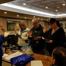 New Union Members from Floyd Bus Co. being sworn in on 1/12/17