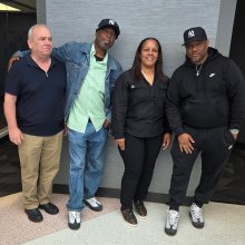 Dawn Gonzalez with Shop Stewards: Robert Schaal, Martin Tew, and Keenen DeShields